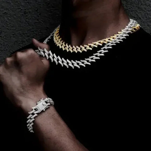 24 Mens 4ct Diamond 14K Gold Cuban Chain Link Necklace 4 ct 14 Karat Silver 24